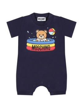Pagliaccetto Moschino neonato blu estivo collezione p/e 2022 1 mese- 9 mesi