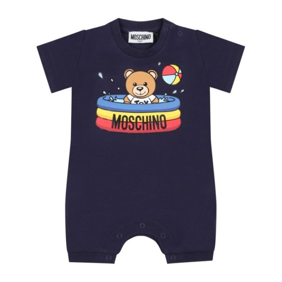 Pagliaccetto Moschino neonato blu estivo collezione p/e 2022 1 mese- 9 mesi